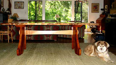 Eucalyptus and Madrone Wood Live Edge Table Side View